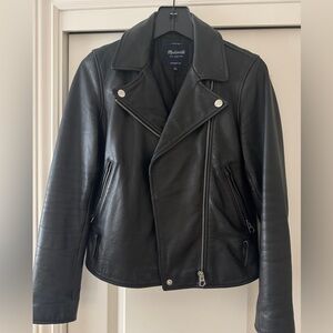 Washed Leather Oversized Motorcycle Jacket